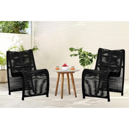 Cuadrilatero Lorenzo Rope Outdoor Patio Chairs, Black - Set of 2 CU2812471